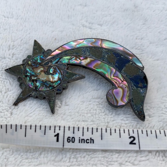 Beto Vintage Sterling Silver abalone Pin Shooting Star - Picture 5 of 10
